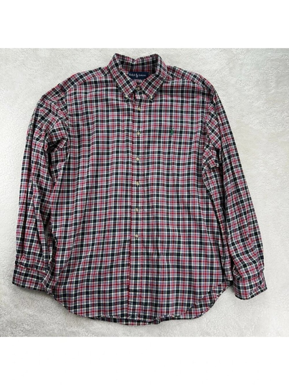 Ralph‎ Lauren Shirt Mens XXL Red Plaid Cotton Light Flannel Multi-Color